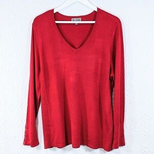 JM Collection Snap Cuff Knit Sweater